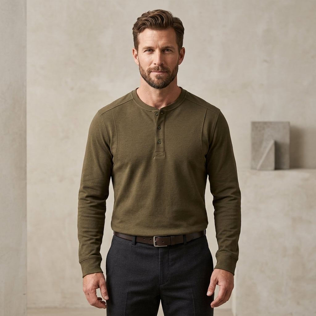 Radiovaa™ Corven Ridge-Seam Long-Sleeve Henley