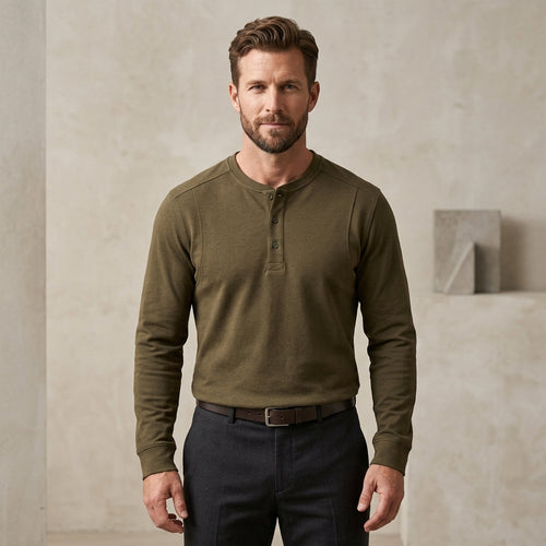 Radiovaa™ Corven Ridge-Seam Long-Sleeve Henley