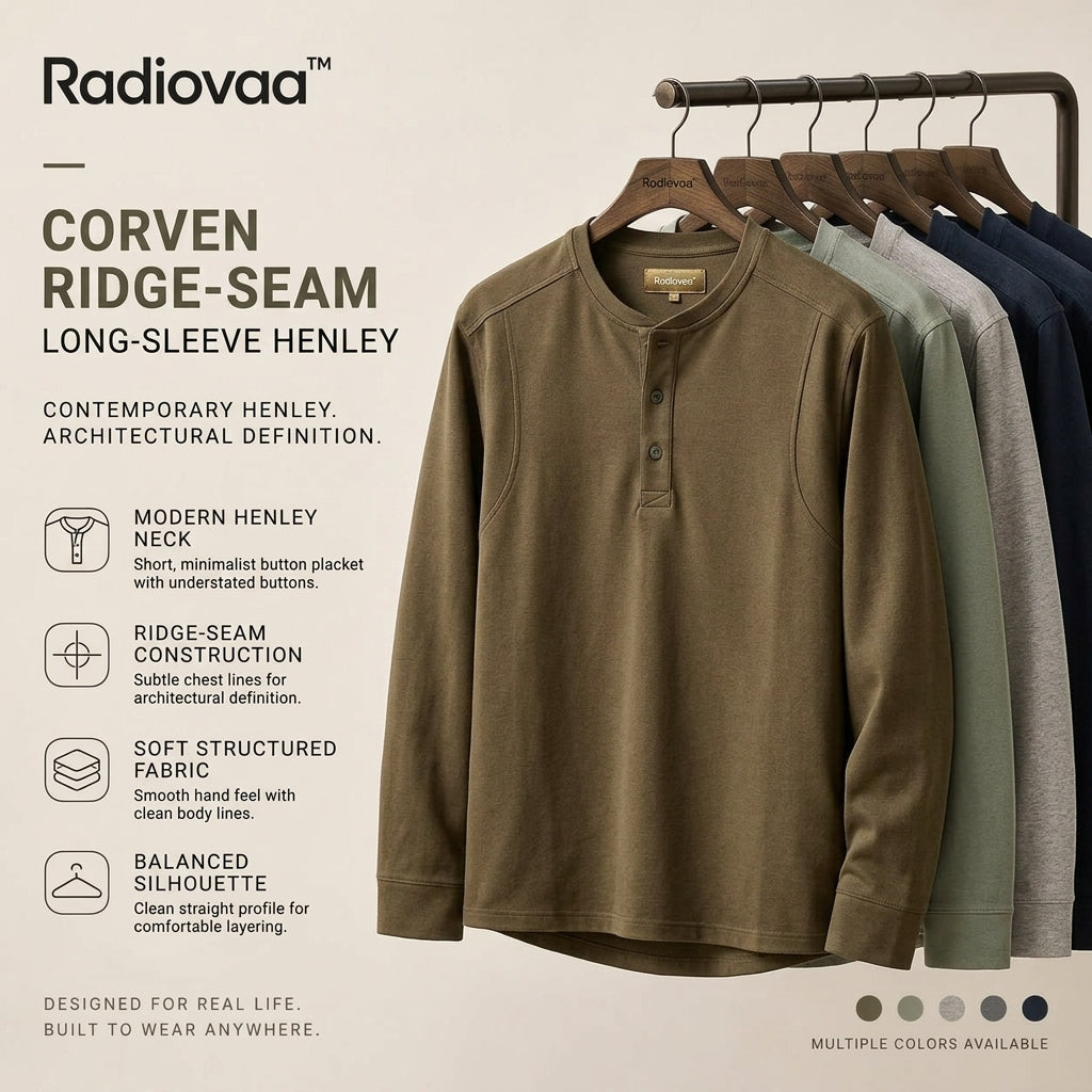 Radiovaa™ Corven Ridge-Seam Long-Sleeve Henley