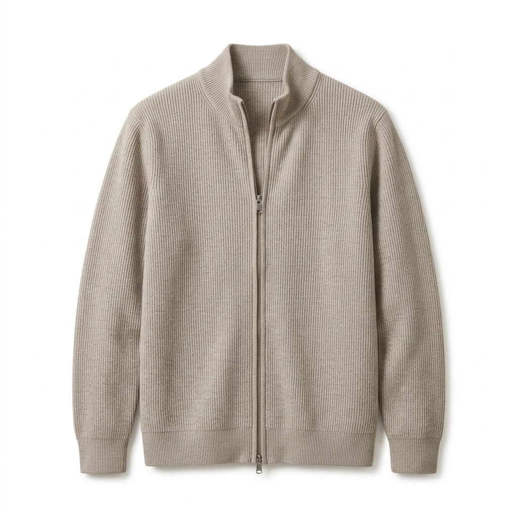 Radiovaa™ Northvale Minimal Ribbed Zip Cardigan