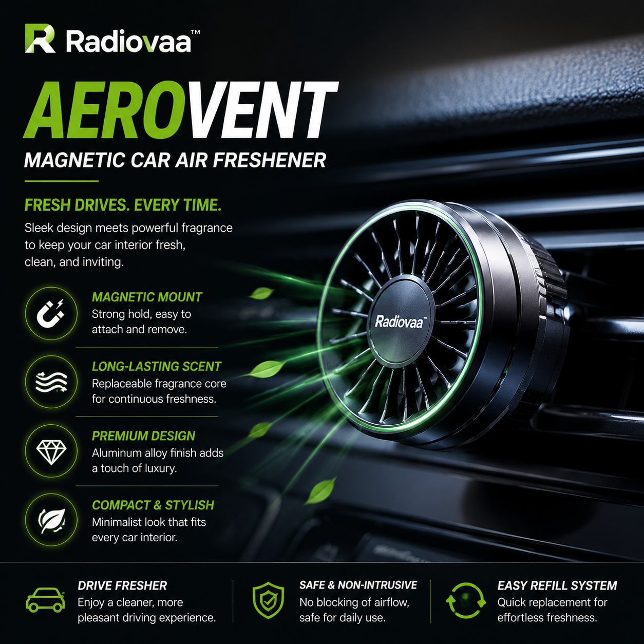 Radiovaa™ AeroVent Magnetic Car Air Freshener