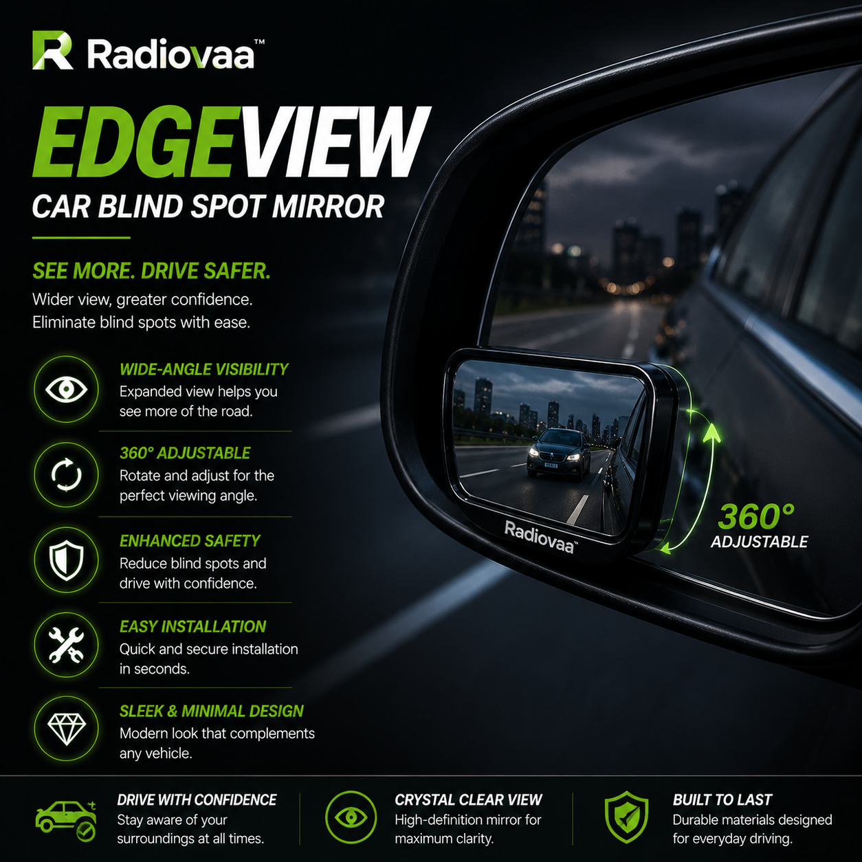 Radiovaa™ EdgeView Car Blind Spot Mirror